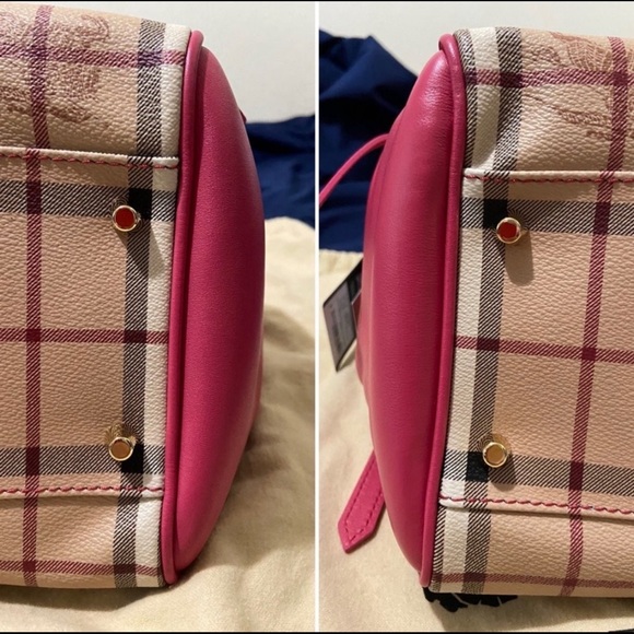 Authenticated Burberry PINK small Haymarket Canter tote EUC - Picture 8 of 10